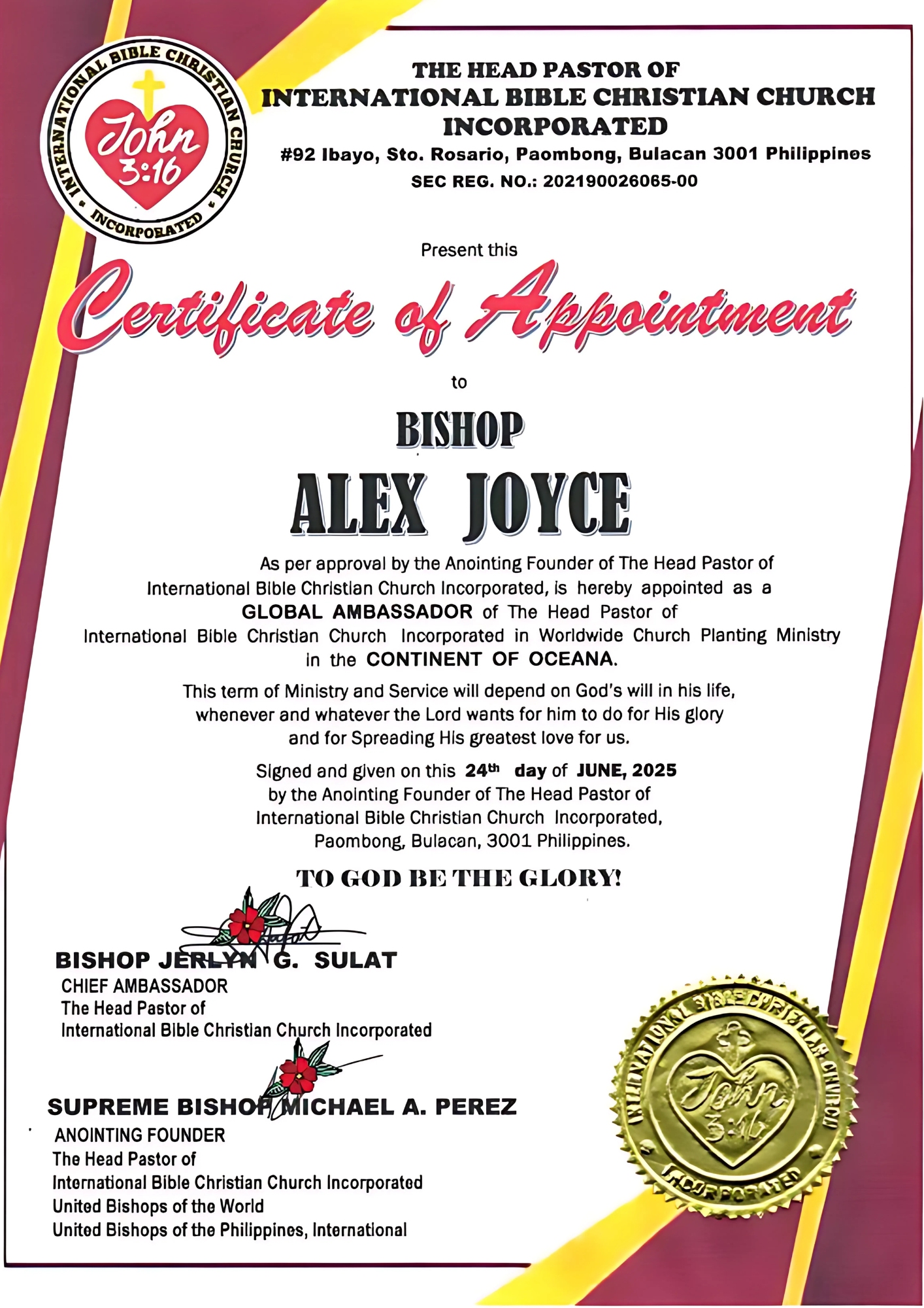 (M. Rev. Pat.) Alex Joyce (M. Rev. Pat.) Alex Joyce